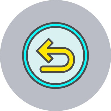 Sola Dön Ok Satırı Dolu Çember Simgesi