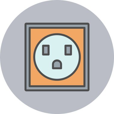 Duvar Soket Satırı Dolu Çember Simgesi