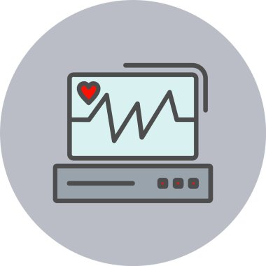 ECG İzleme Satırı Dolu Çember Simgesi