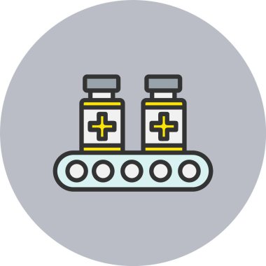 İmalat Satırı Dolu Çember Simgesi