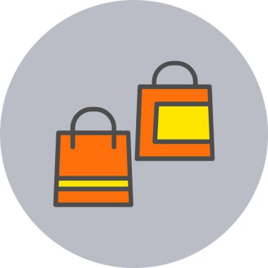 Alışveriş Torbası Hattı Dolu Çember Simgesi