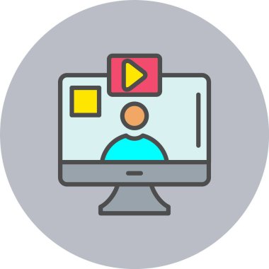 Görüntü Çağrısı Vektör Satırı Dolu Çember Simgesi