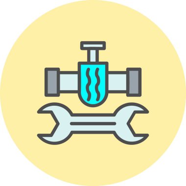 Tesisat Satırı Dolu Çember Simgesi