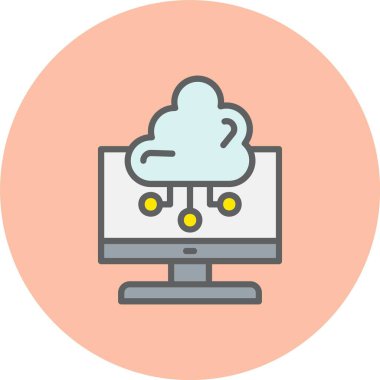 Bulut Hesaplama Satırı Dolu Çember Simgesi