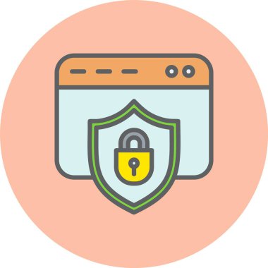 İnternet Güvenlik Hattı Dolu Çember Simgesi