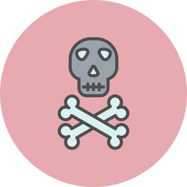 Ölüm Kurukafa Satırı Çember Simgesi Dolduruldu