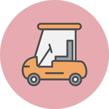 Çember Simgesi Dolu Golf Arabası Çizgisi