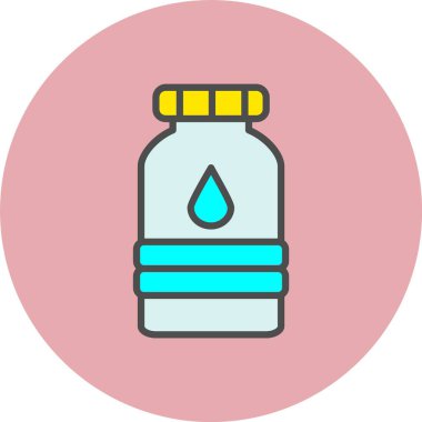 Su Şişe Satırı Dolu Çember Simgesi