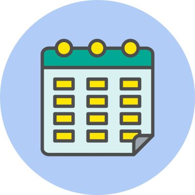 Takvim Satırı Dolu Çember Simgesi