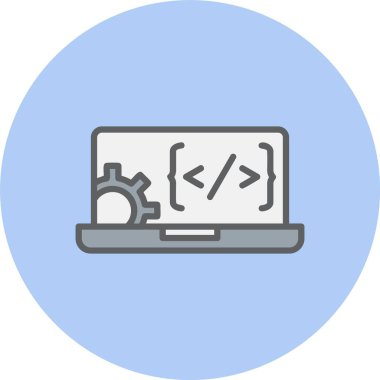 Web Geliştirme Satırı Dolu Çember Simgesi