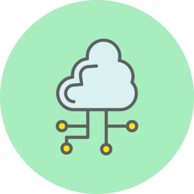 Bulut Teknolojisi Satırı Çember Simgesi Dolu