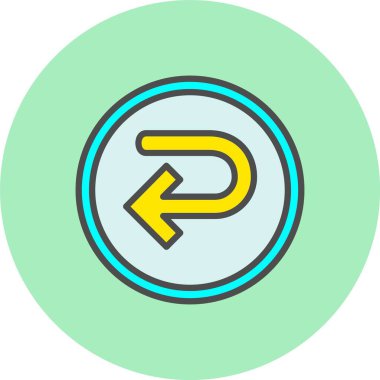 Sola Dön Ok Satırı Dolu Çember Simgesi