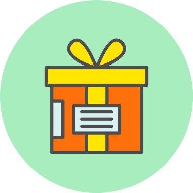 Hediye Kutusu Satırı Dolu Çember Simgesi