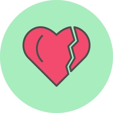 Kırık Kalpler Satırı Dolu Çember Simgesi