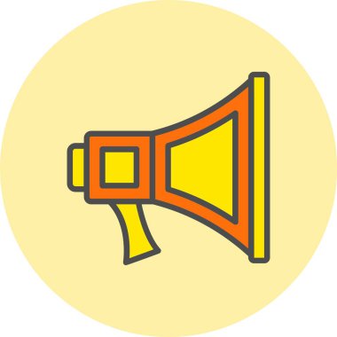 Megafon Satırı Dolu Çember Simgesi