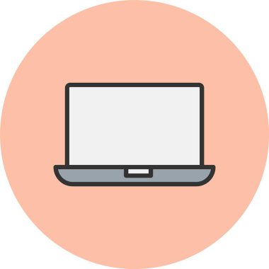 Laptop Satırı Dolu Çember Simgesi