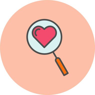 Büyüteç Çizgisi Dolu Çember Simgesi