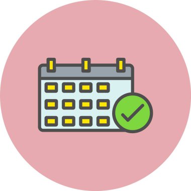 Takvim Satırı Dolu Çember Simgesi