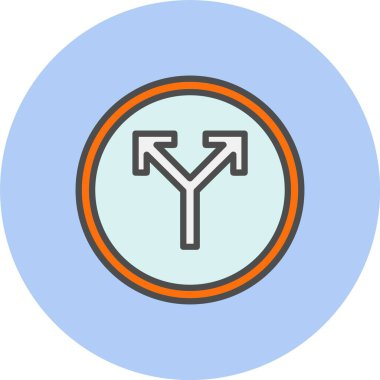 Yol Kesişim Oku Satırı Dolu Çember Simgesi