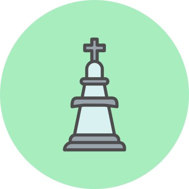 Satranç Kralı Satırı Çember Simgesi Dolu