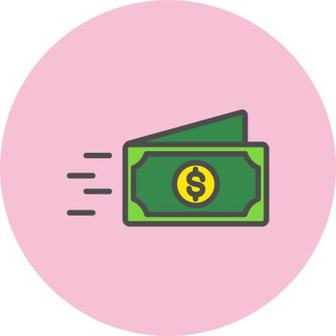 Para Satırı Dolu Çember Simgesi