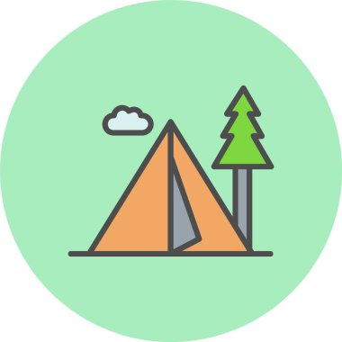 Çember Simgesi Dolu Kamp Alanı Çizgisi