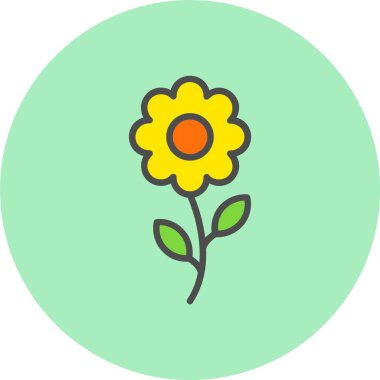 Çiçek Satırı Dolu Çember Simgesi