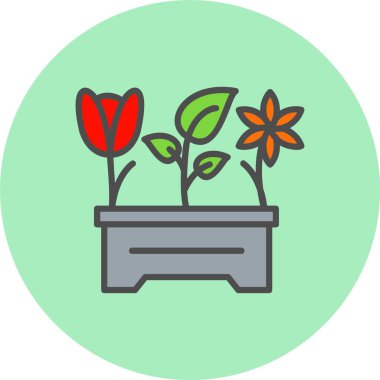 Bahçe Satırı Dolu Çember Simgesi