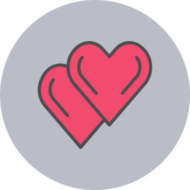 Kalp Satırı Dolu Çember Simgesi