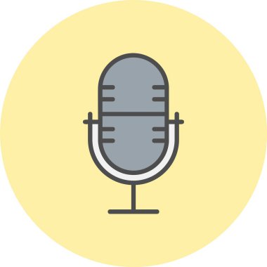 Mikrofon Satırı Dolu Çember Simgesi