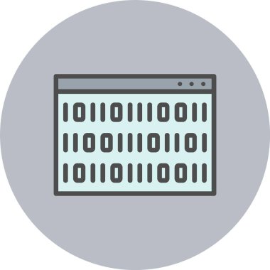 İkili Kod Satırı Dolu Çember Simgesi