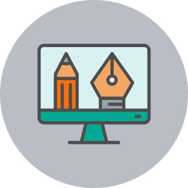 Bilgisayar Grafik Satırı Dolu Çember Simgesi