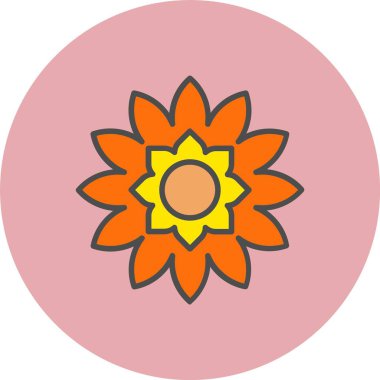 Çiçek Satırı Dolu Çember Simgesi