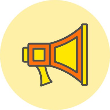 Megafon Satırı Dolu Çember Simgesi