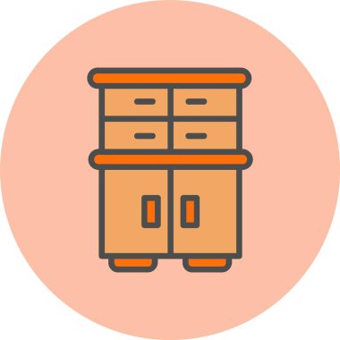 Dolap Satırı Dolu Çember Simgesi