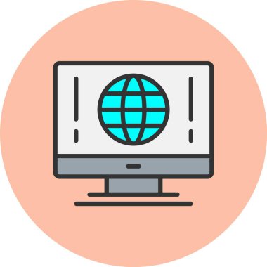 İnternet Satırı Dolu Çember Simgesi