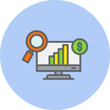 Veri Analizi Satırı Dolu Çember Simgesi