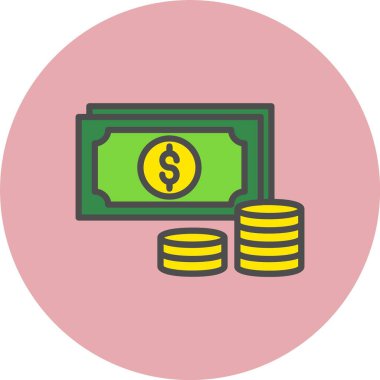 Para Satırı Dolu Çember Simgesi