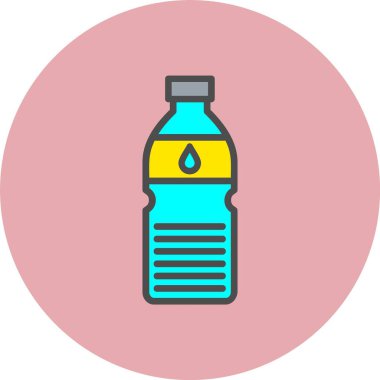 Su Şişe Satırı Dolu Çember Simgesi