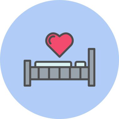 Yatak odası Satırı Dolu Çember Simgesi