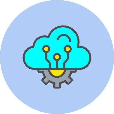 Bulut Hesaplama Vektör Satırı Dolu Çember Simgesi