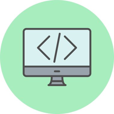 Kodlama Satırı Dolu Çember Simgesi