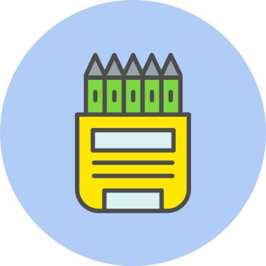 Renk Kalemleri Satırı Dolu Çember Simgesi