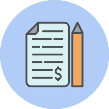 Finansal Satır Dolu Çember Simgesi