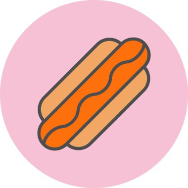 Hot Dog Satırı Dolu Çember Simgesi