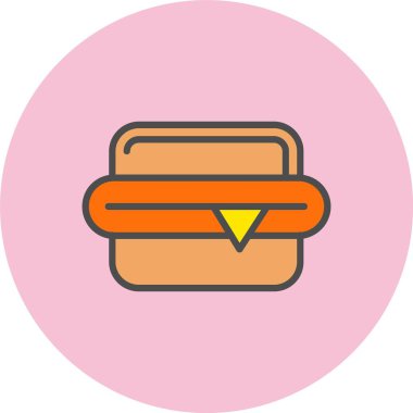 Hamburger Fast Food Hattı Daire Simgesi Dolu