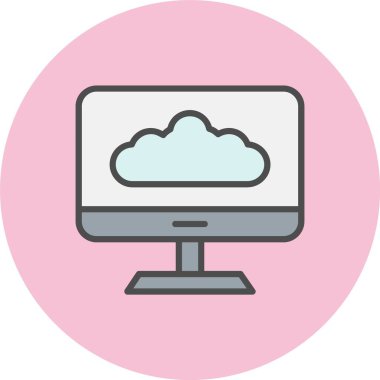 Bulut Hesaplama Satırı Dolu Çember Simgesi