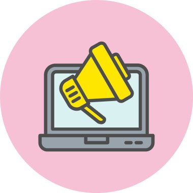 Sosyal Ağ Vektör Satırı Dolu Çember Simgesi