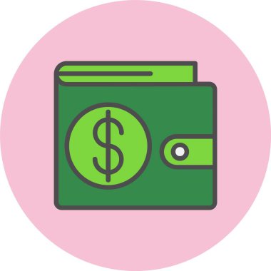 Cüzdan Satırı Dolu Çember Simgesi