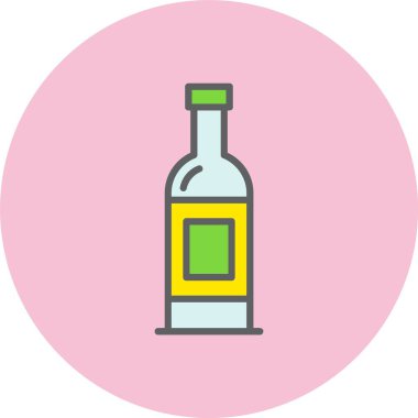 Şarap Şişe Satırı Dolu Çember Simgesi